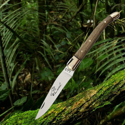 Laguiole 4-3/8" Folding Steak Knife - Olive Wood Handle
