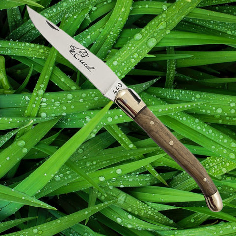 Laguiole 4-3/8" Folding Steak Knife - Olive Wood Handle
