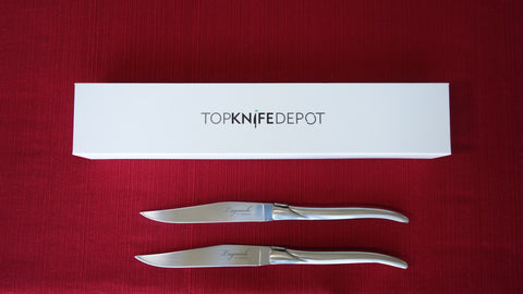 TopKnife Laguiole Forged Steak Knife Set – Stainless Steel Handle (Set 2)