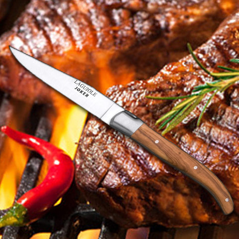 Laguiole 4" Steak Knife - Olive Wood Handle (set of 2)