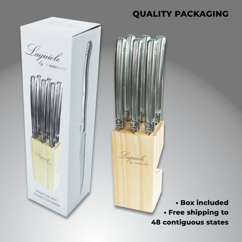 Laguiole Steak Knife Set (6) – Pine Wood Block
