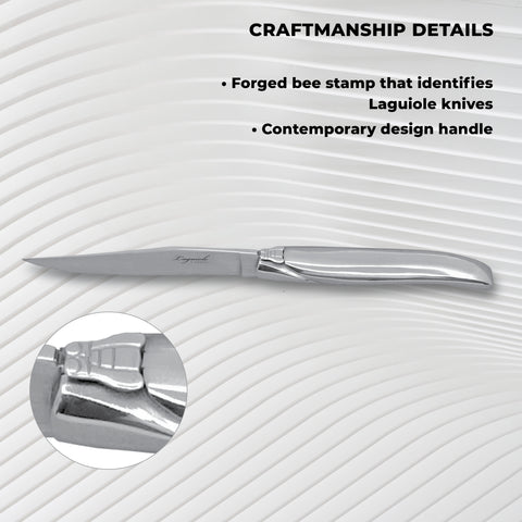 TopKnife Laguiole Forged Steak Knife Set – Stainless Steel Handle (Set 6)