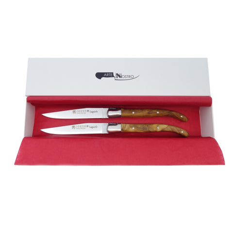 Laguiole 4" Steak Knife - Olive Wood Handle (set of 2)