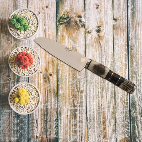 KYNA 5-1/2" Medium Santoku Knife - Deer Stag Horn Handle