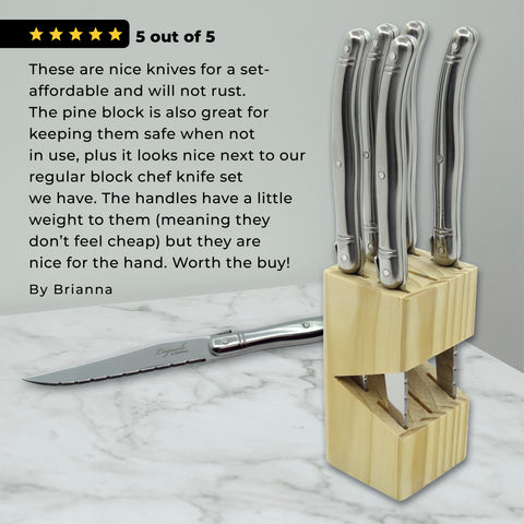 Laguiole Steak Knife Set (6) – Pine Wood Block