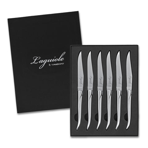 TopKnife Laguiole Forged Steak Knife Set – Stainless Steel Handle (Set 6)