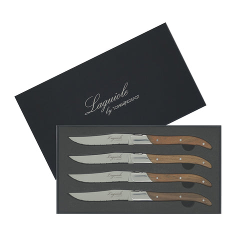 Laguiole 4 pcs Steak Knife Set - Teak Wood Handle