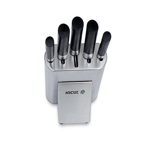 Nicul Star 6-Pc Knife Set - Stainless Steel Block