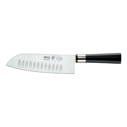 Nicul Star 7" Santoku Knife - Hollow Edge - POM Handle