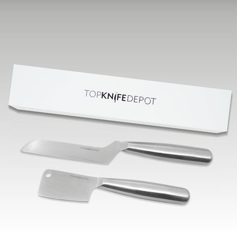 TopKnife 2-Pc Firm Cheese Knife Set - Magnetic Box Included