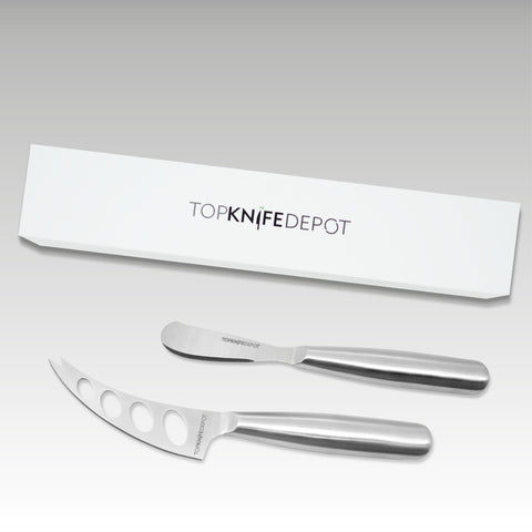 TopKnife 2-Pc Soft Cheese Knife Set - Magnetic Box Included
